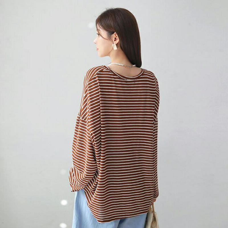 【新作10%OFF】ボーダールーズTシャツ・全3色・t62611 レディース【tops】【トップス Tシャツ 長袖 ボーダー 柄