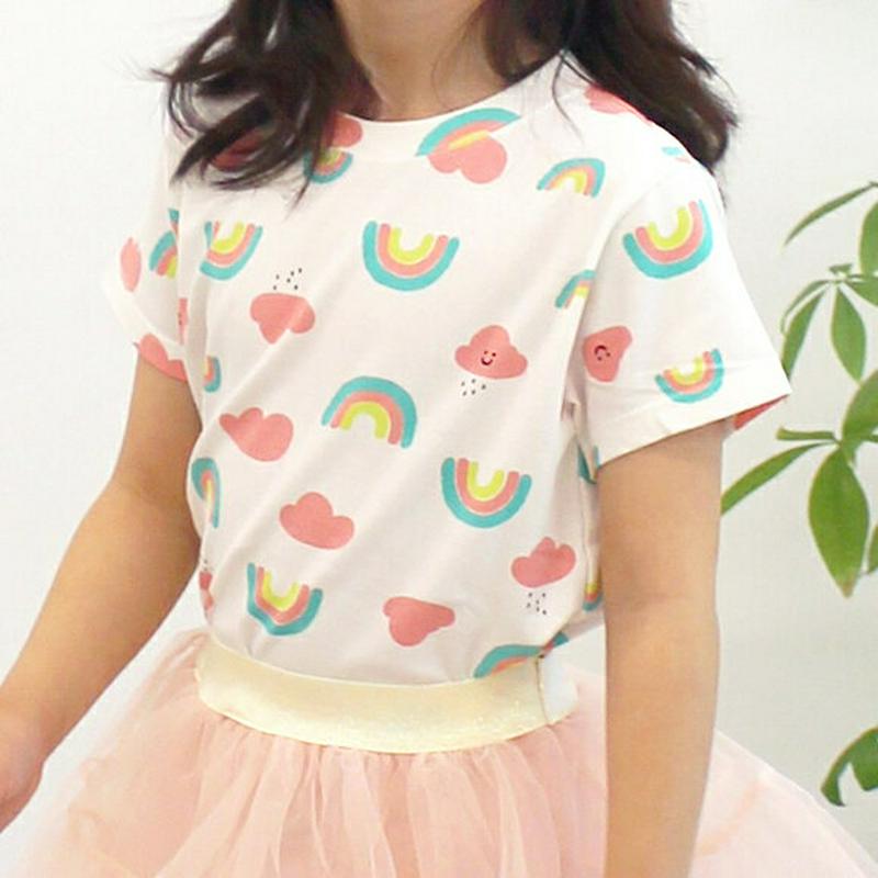 【新作10%OFF】ウェザー半袖Tシャツ・p003246 キッズ【3~8才】【tops】【トップス Tシャツ 半袖 ポップ 虹 
