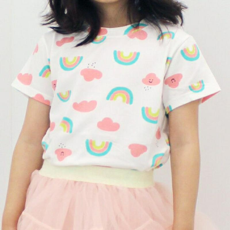 【新作10%OFF】ウェザー半袖Tシャツ・p003246 キッズ【3~8才】【tops】【トップス Tシャツ 半袖 ポップ 虹 
