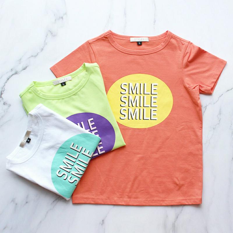 【新作10%OFF】SMILEサークルロゴTシャツ・p003006 キッズ【3~8才】【tops】【トップス Tシャツ 半袖 ハ