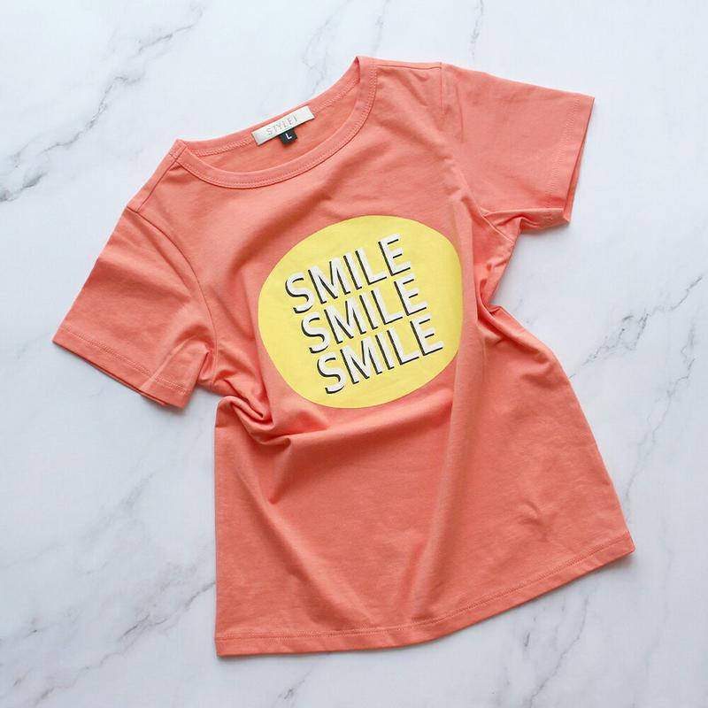 【新作10%OFF】SMILEサークルロゴTシャツ・p003006 キッズ【3~8才】【tops】【トップス Tシャツ 半袖 ハ