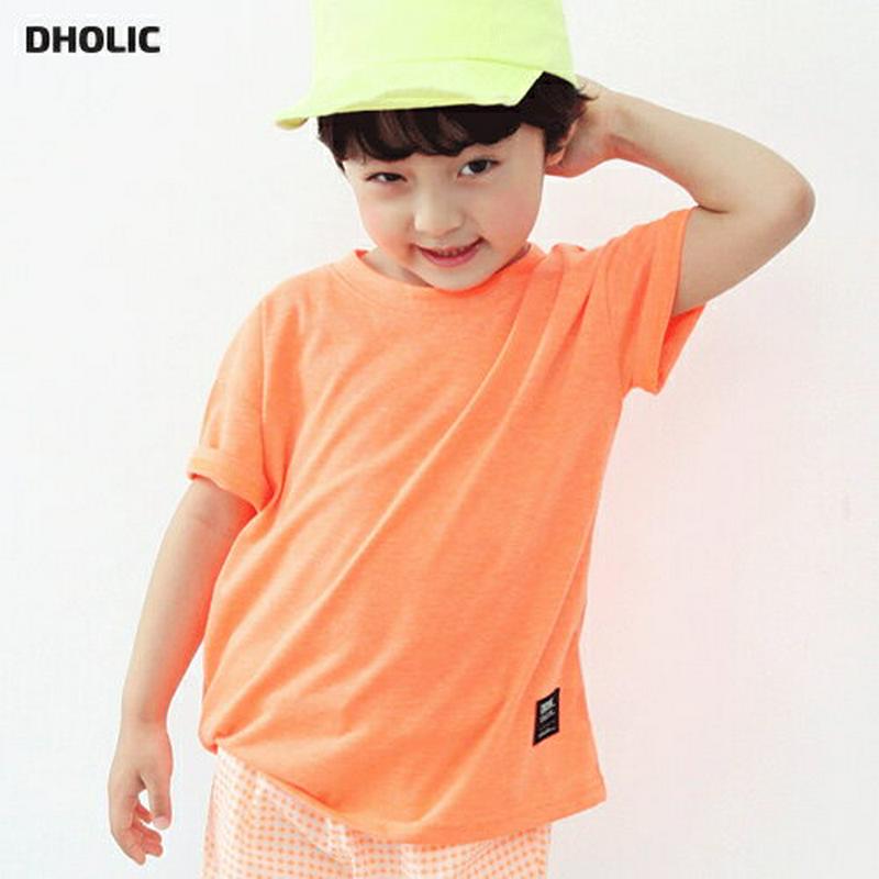 ラウンドネックネオンTシャツ・p003250 キッズ【3~8才】【tops】【トップス Tシャツ 半袖 単色 無地 無地T シンプル ベーシック カジュアル ネオン 女の子 男の子 春 夏 韓国 韓国子供服 子供 こども 子供服 こども服】【KIDS】