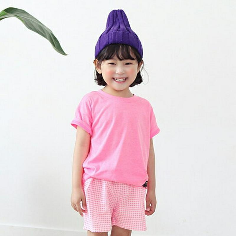 ラウンドネックネオンTシャツ・p003250 キッズ【3~8才】【tops】【トップス Tシャツ 半袖 単色 無地 無地T シンプル ベーシック カジュアル ネオン 女の子 男の子 春 夏 韓国 韓国子供服 子供 こども 子供服 こども服】【KIDS】