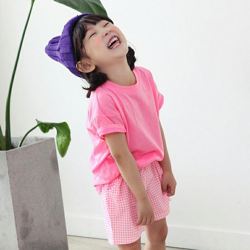 ラウンドネックネオンTシャツ・p003250 キッズ【3~8才】【tops】【トップス Tシャツ 半袖 単色 無地 無地T シンプル ベーシック カジュアル ネオン 女の子 男の子 春 夏 韓国 韓国子供服 子供 こども 子供服 こども服】【KIDS】