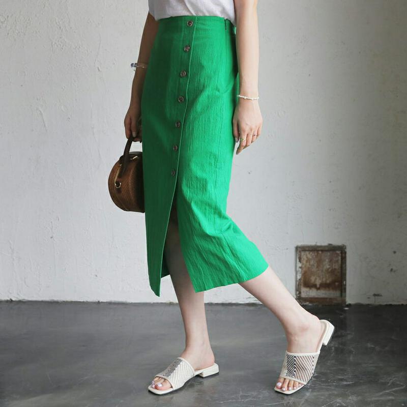 【新作10%OFF】ボタンスリットスカート・全3色・b62632 レディース【sk】【スカート ロング ロングスカート スリット