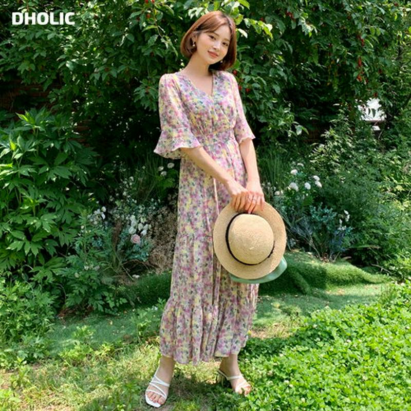 【新作10%OFF】Vネックフローラルワンピース・全3色・b59843 レディース【ops】【ワンピース ロング ロングワンピー