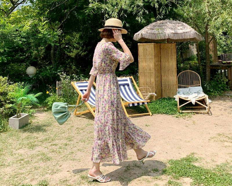 【新作10%OFF】Vネックフローラルワンピース・全3色・b59843 レディース【ops】【ワンピース ロング ロングワンピー