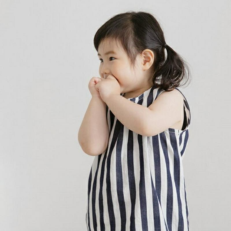 ストライプスリーブレスワンピース・p002583 キッズ【3~8才】【ops】【ワンピース ストライプ柄 スリーブレス ノースリーブ カジュアル ラフ 女の子 春 夏 韓国 韓国子供服 子供 こども 子供服 こども服】【KIDS】