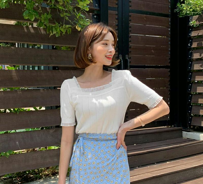 【新作10%OFF】シアーフリルスクエアニット・全4色・t59832 レディース【tops】【トップス ニット ニットトップス 