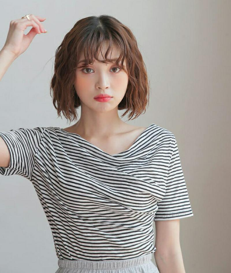 【新作10%OFF】ドレープボーダーTシャツ・全3色・t59826 レディース【tops】【トップス Tシャツ 半袖 ボーダー 