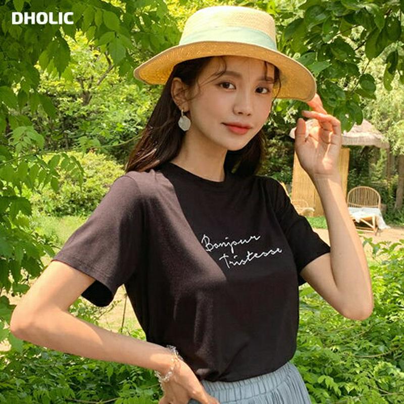 【新作10%OFF】レタリングラウンドTシャツ・全5色・t59825 レディース【tops】【トップス Tシャツ 半袖 ハーフス
