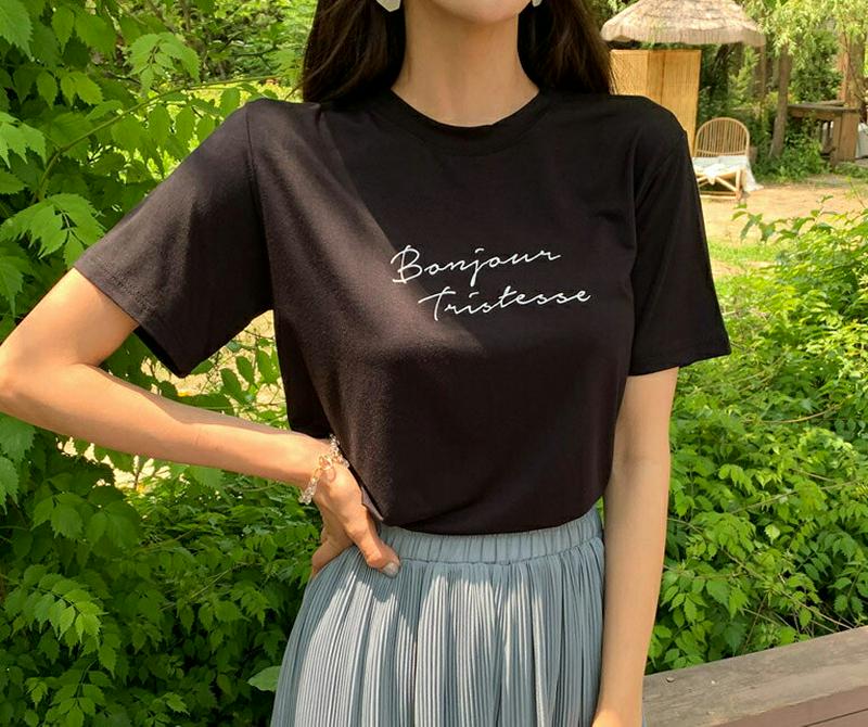 【新作10%OFF】レタリングラウンドTシャツ・全5色・t59825 レディース【tops】【トップス Tシャツ 半袖 ハーフス