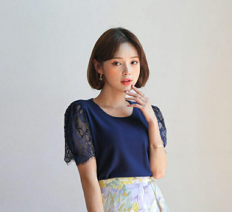 【新作10%OFF】シアーレースパフニット・全4色・b59833 レディース【tops】【トップス ニット ニットトップス 半袖