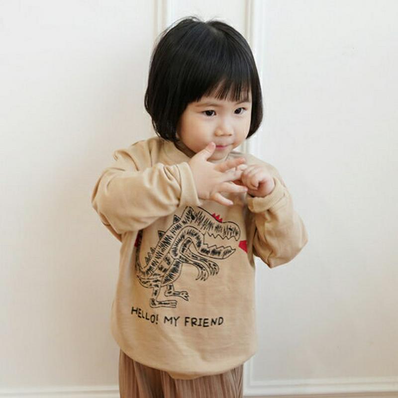 HELLOダイナソースウェット・p002677 キッズ【3~8才】【tops】【トップス スウェット トレーナー 恐竜 ロゴ カジュアル ラフ 春 秋 韓国 韓国子供服 子供 こども 子供服 こども服】【KIDS】