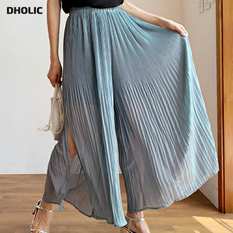 【新作10%OFF】シフォンスリットプリーツパンツ・全4色・b59854 レディース【pt】【パンツ ロングパンツ ズボン ボト
