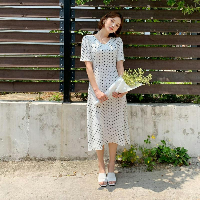 【新作10%OFF】ドットフレアワンピース・全2色・t59842 レディース【ops】【ワンピース ロング ロングワンピース ド