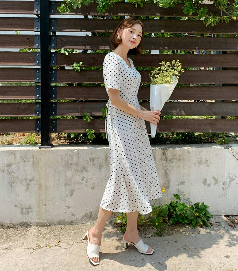 【新作10%OFF】ドットフレアワンピース・全2色・t59842 レディース【ops】【ワンピース ロング ロングワンピース ド
