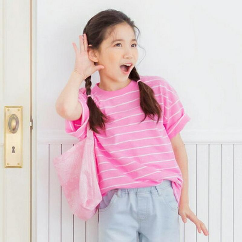 【新作10%OFF】ボーダースラブTシャツ・p002561 キッズ【3~8才】【tops】【トップス Tシャツ 半袖 ハーフスリ