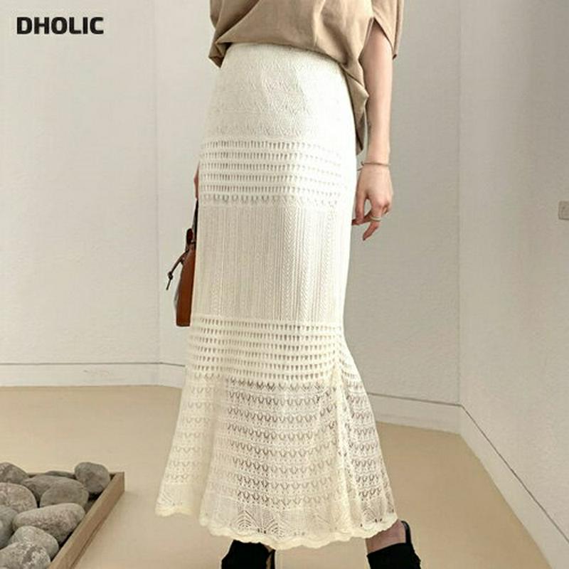 パンチングニットスカート・全3色・t56296 レディース【pt】【韓国 ファッション スカート ロング ロングスカート パンチング パンチングニット カジュアル 透け 透けニット 透け感 シアー シースルー フェミニン 春 夏】
