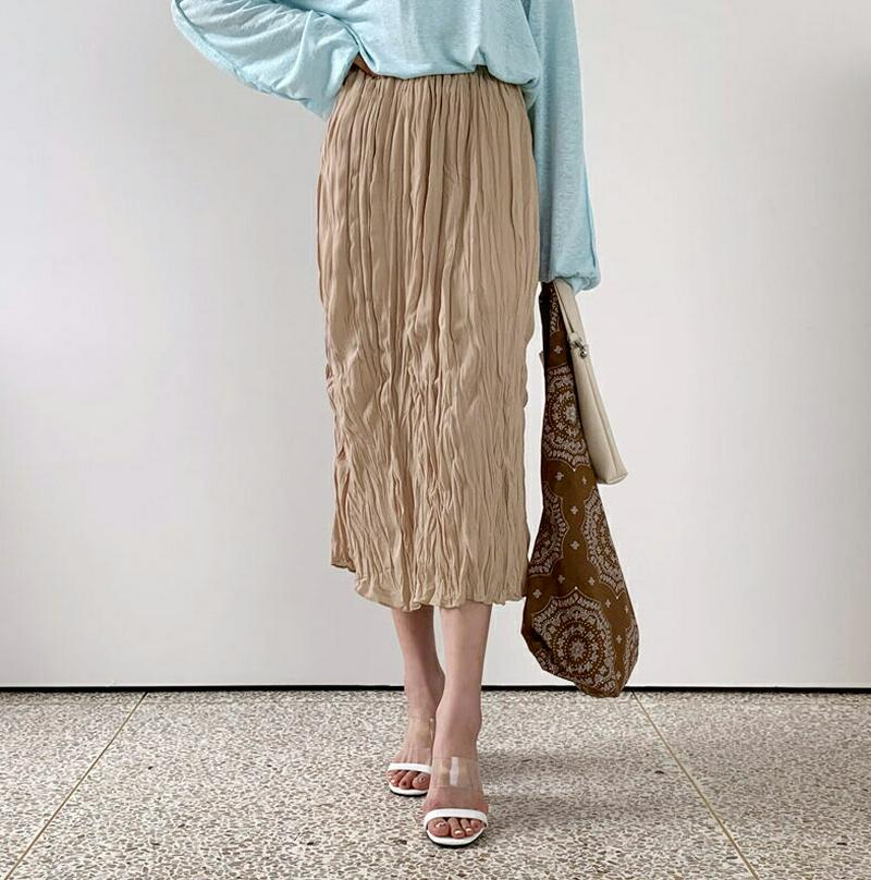 【新作10%OFF】リンクルロングスカート・全5色・b56298 レディース【sk】【スカート ロング ロングスカート リンクル