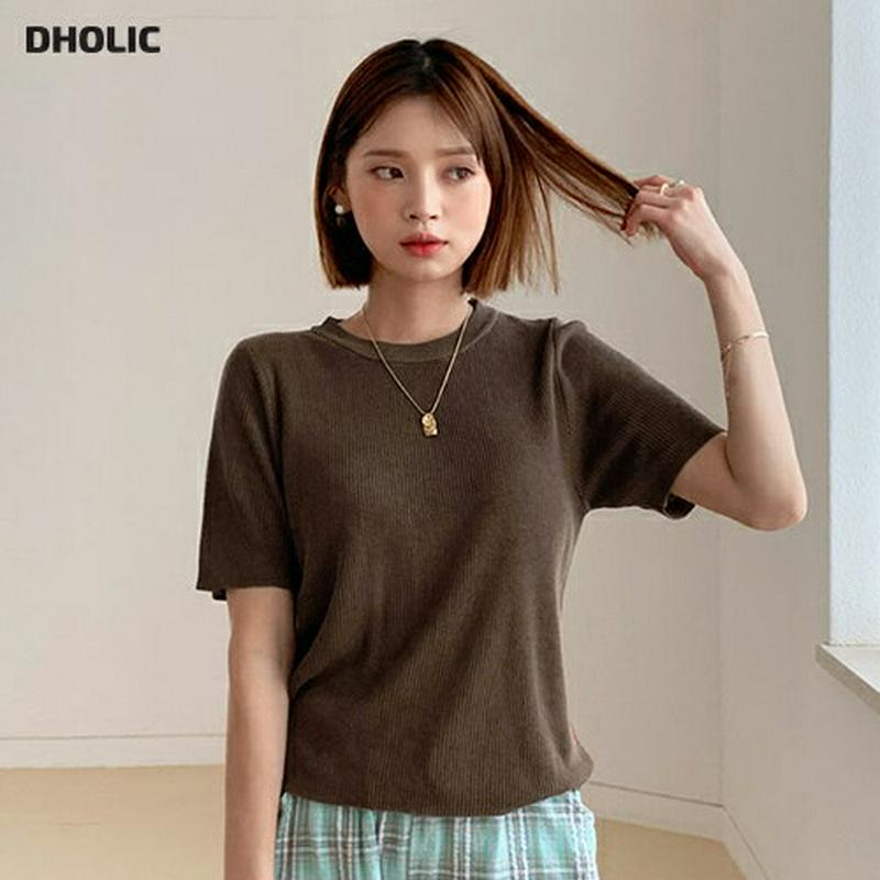 【新作10%OFF】ラウンドネック半袖ニット・全5色・56284 レディース【tops】【トップス ニット ニットトップス 半袖