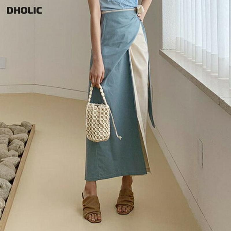 【新作10%OFF】バイカラーラップスカート・全3色・t56297 レディース【sk】【スカート ラップデザイン　ラップスカート