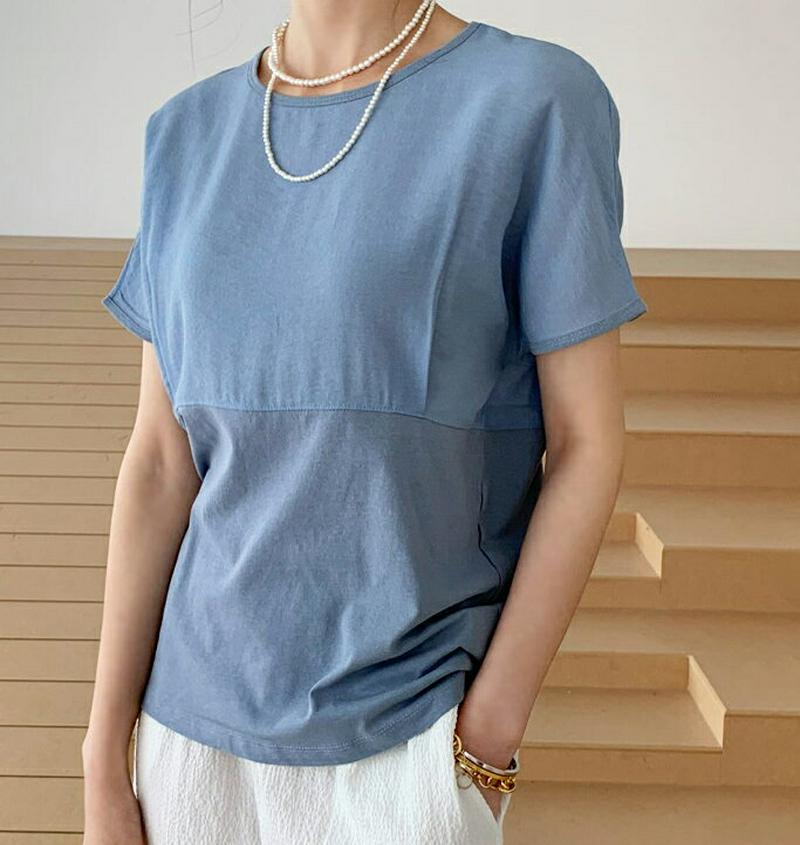 【新作10%OFF】コントラストタックTシャツ・全5色・b56280 レディース【tops】【トップス Tシャツ 半袖 コントラ