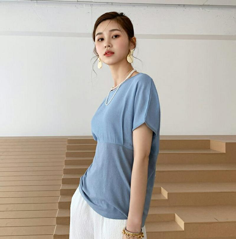 【新作10%OFF】コントラストタックTシャツ・全5色・b56280 レディース【tops】【トップス Tシャツ 半袖 コントラ