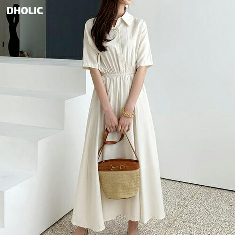 【10%OFF】≪人気商品再入荷≫フレアシャツワンピース・全2色・b56275 レディース【ops】 韓国ファッション ワンピース ロングワンピース 半袖 ハーフスリーブ フレア フレアワンピース シャツワンピース 単色 大人 Aライン 春 夏 opsセール