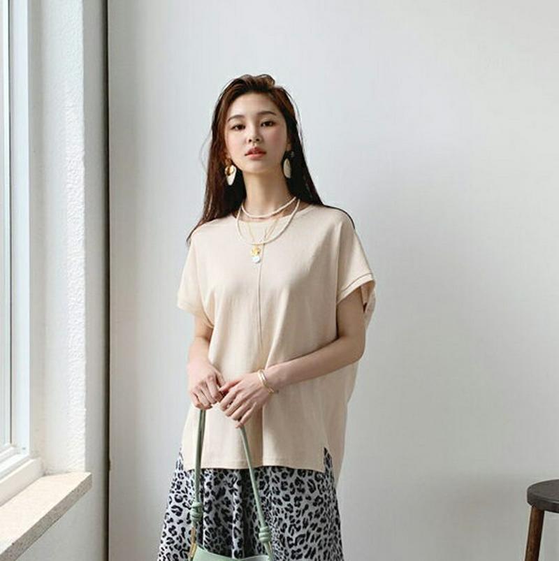 【新作10%OFF】コントラストTシャツ・全3色・b56282 レディース【tops】【トップス Tシャツ 半袖 コントラスト 