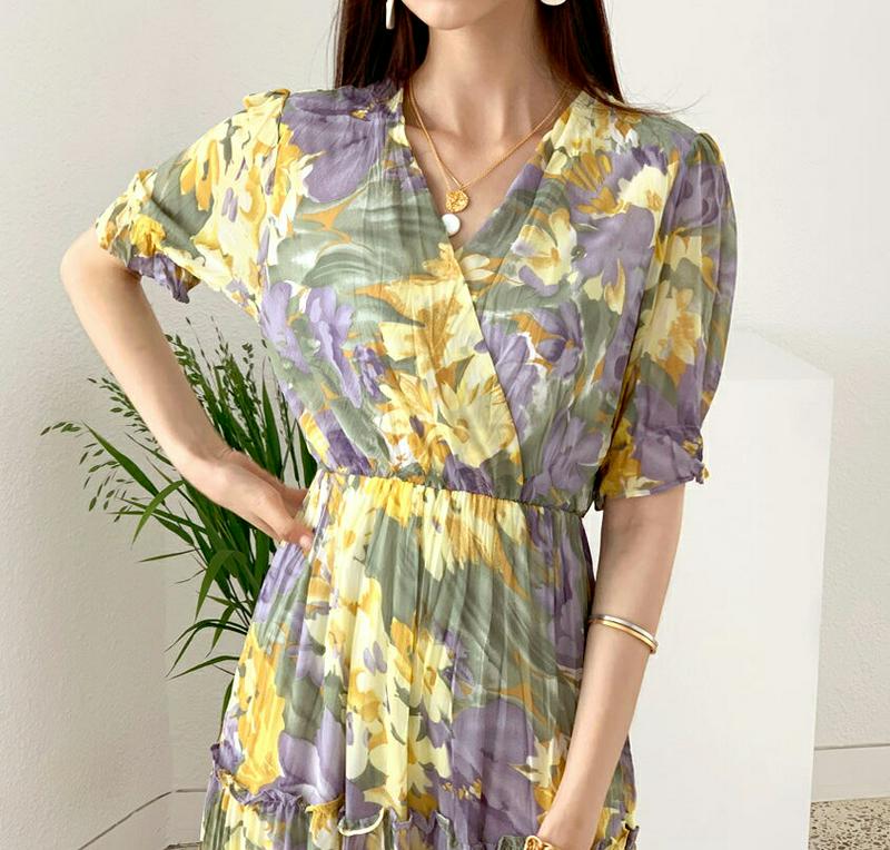 【新作10%OFF】リンクルフラワーワンピース・全2色・b56273 レディース【ops】【ワンピース ロング ロングワンピース