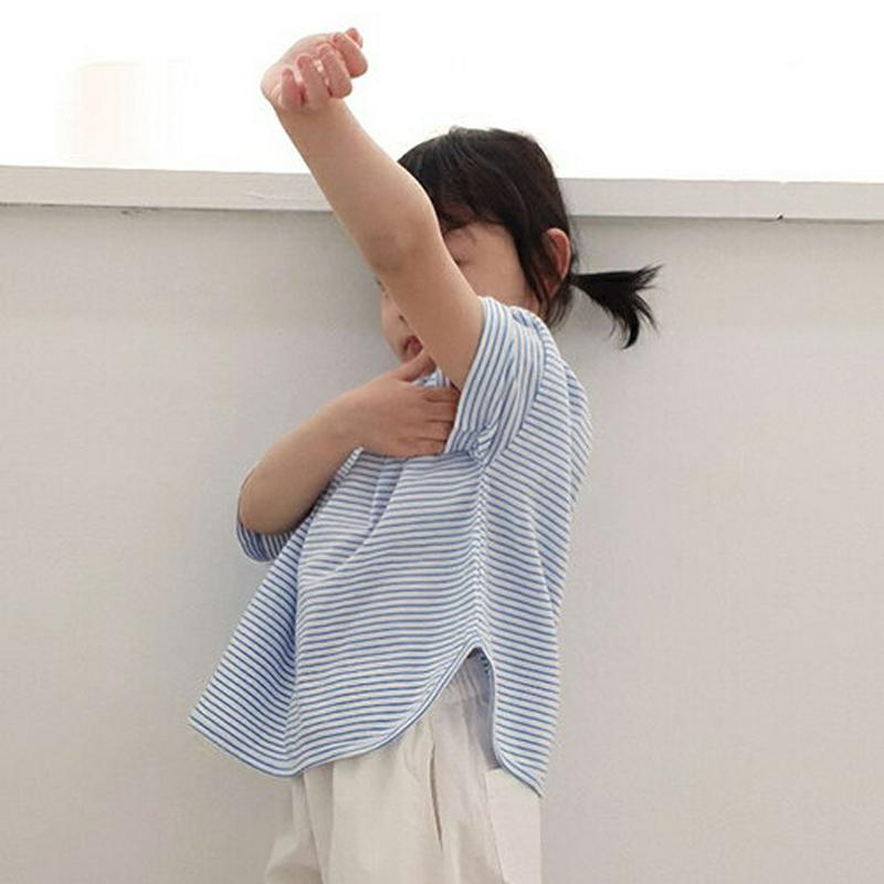 【新作10%OFF】ドロップショルダーボーダーTシャツ・u03184 キッズ【3~8才】【tops】【トップス Tシャツ 半袖 