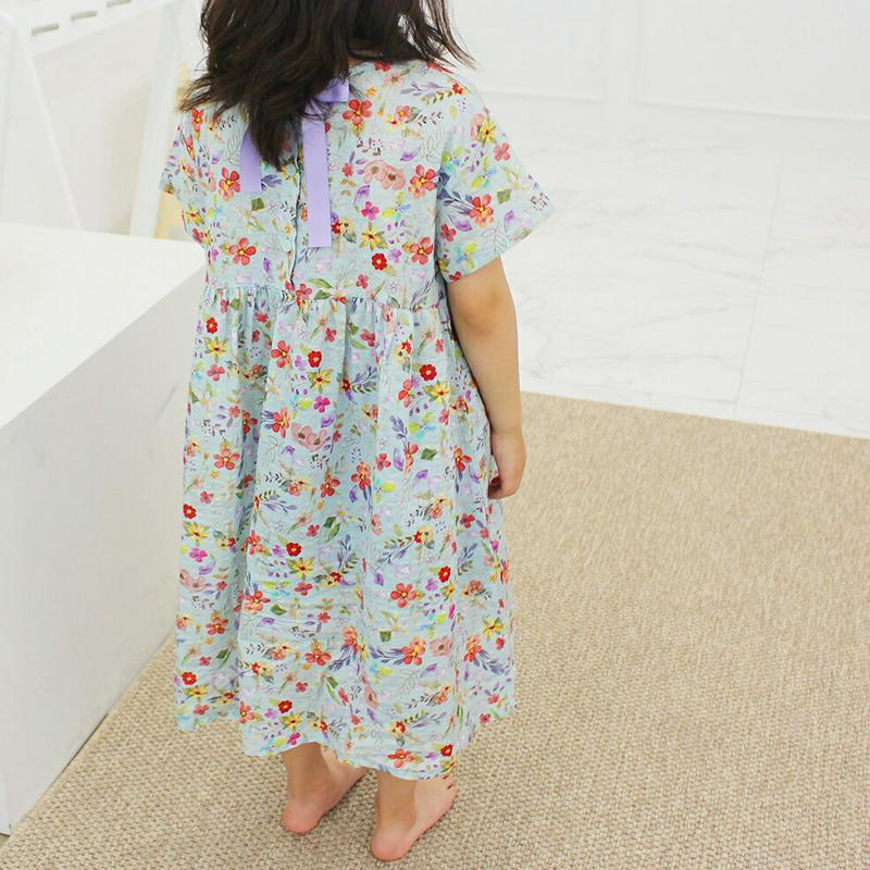 【新作10%OFF】フラワーバックリボンワンピース・p003017 キッズ【3~8才】【ops】【ワンピース ロングワンピース 