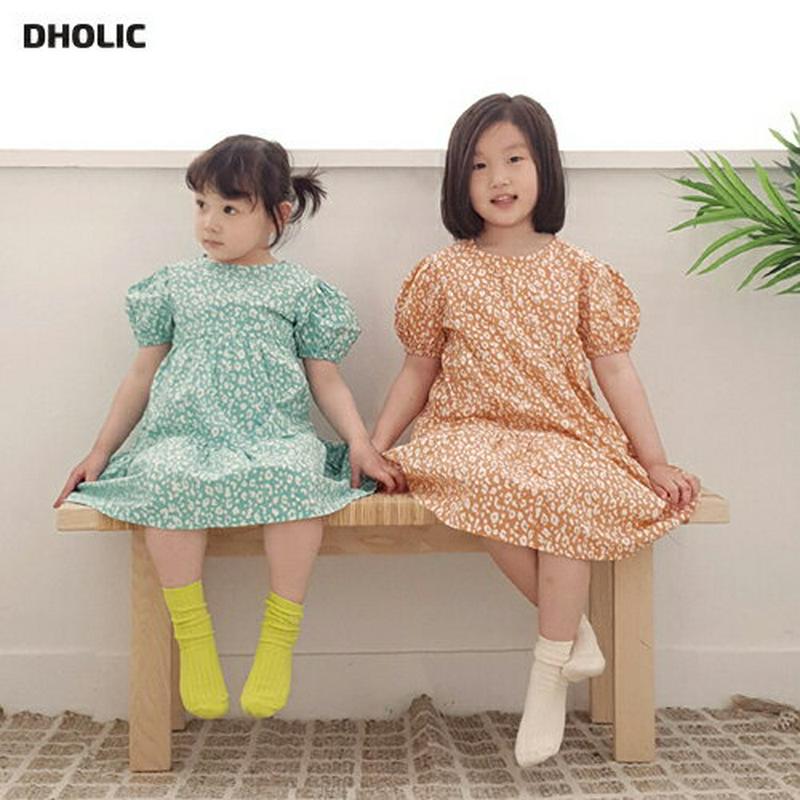 【新作10%OFF】パターンパフスリーブワンピース・u03182 キッズ【3~8才】【ops】【ワンピース ミディ丈 ミディワン