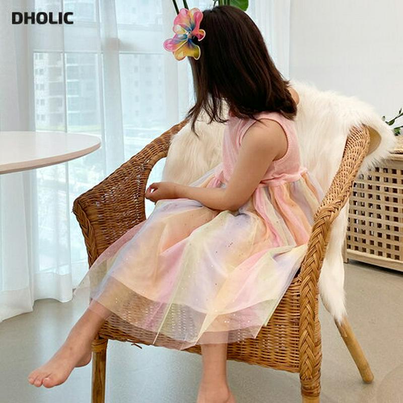 【新作10%OFF】レインボーチュールワンピース・p003018 キッズ【3~8才】【ops】【ワンピース ロング ロングワンピ