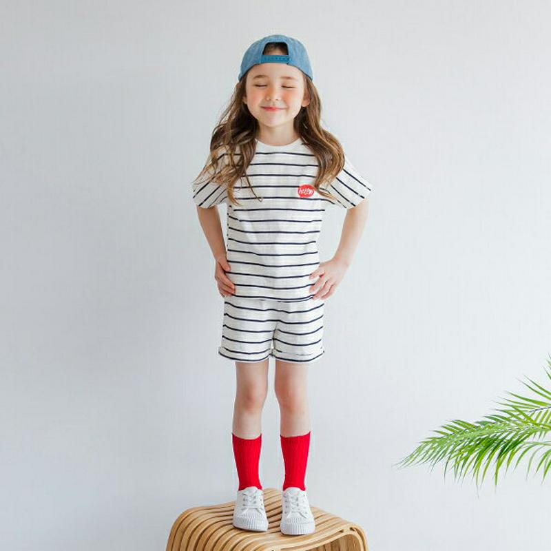 【新作10%OFF】HELLOボーダー上下SET・p002973 キッズ【3~8才】【set】【セットアップ setup トップ