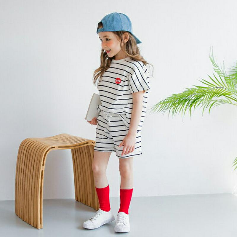 【新作10%OFF】HELLOボーダー上下SET・p002973 キッズ【3~8才】【set】【セットアップ setup トップ