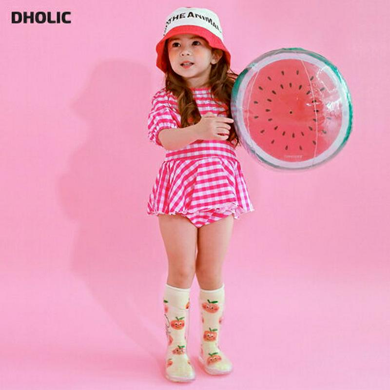 チェックフリルスカート水着・p003122 キッズ【3~8才】【bw】【水着 ビーチウェア スイムウェア フリル スカート チェック柄 チェック ギンガムチェック 半袖 可愛い かわいい 女の子 夏 韓国 韓国子供服 子供 こども 子供服 こども服】【KIDS】