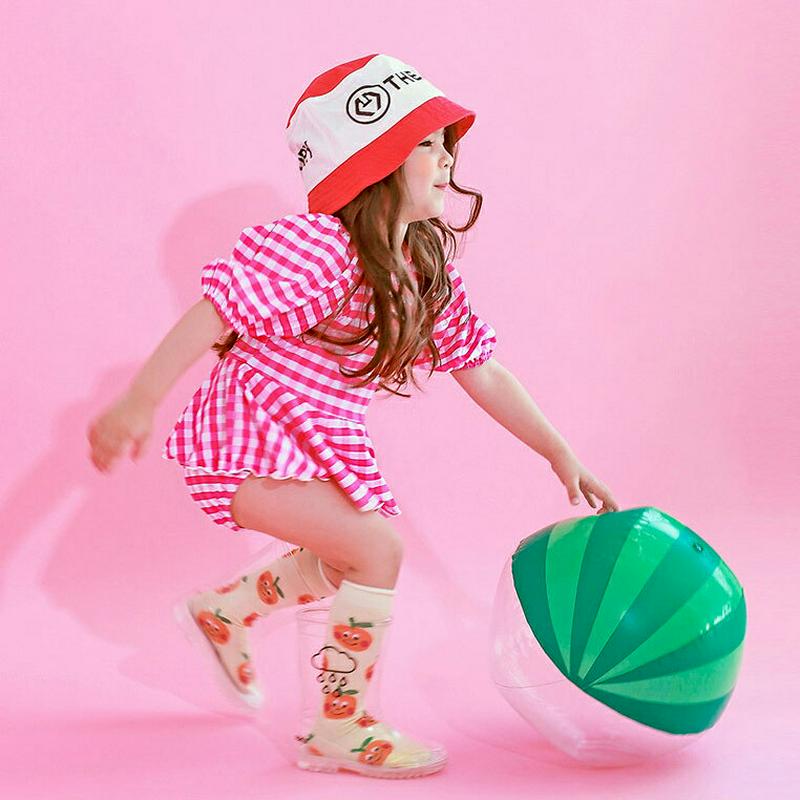 チェックフリルスカート水着・p003122 キッズ【3~8才】【bw】【水着 ビーチウェア スイムウェア フリル スカート チェック柄 チェック ギンガムチェック 半袖 可愛い かわいい 女の子 夏 韓国 韓国子供服 子供 こども 子供服 こども服】【KIDS】