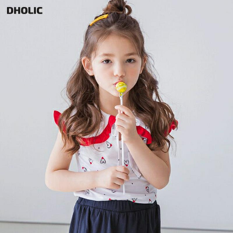 【新作10%OFF】配色フリルハート柄スリーブレス・p002974 キッズ【3~8才】【tops】【トップス スリーブレス ノー