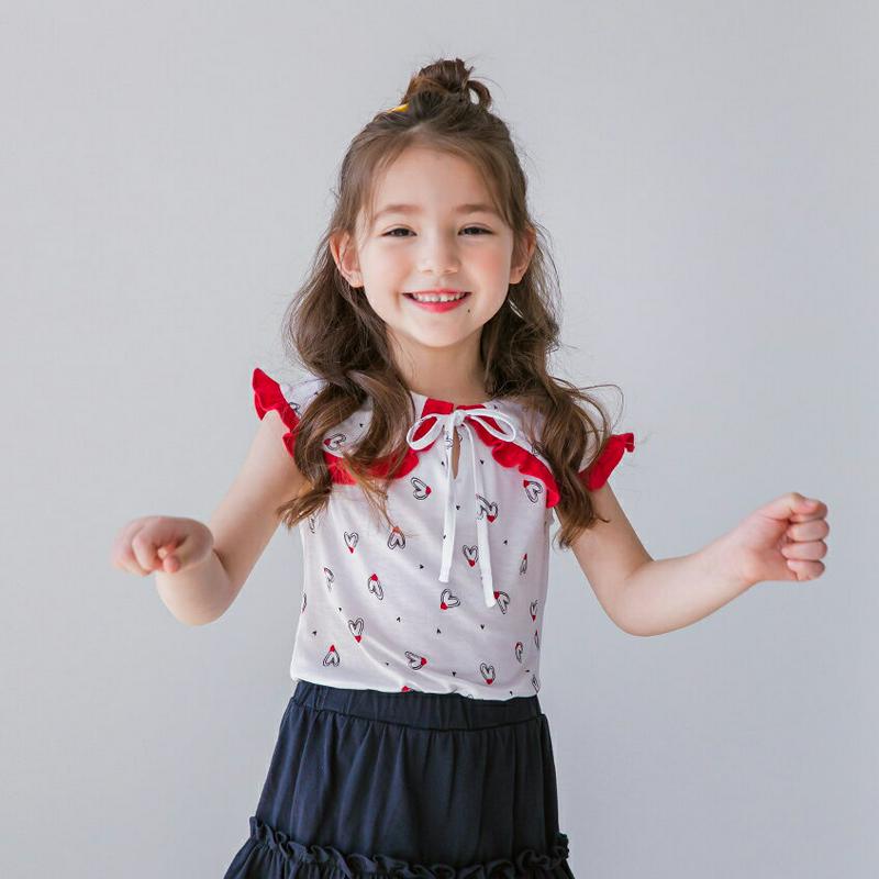 【新作10%OFF】配色フリルハート柄スリーブレス・p002974 キッズ【3~8才】【tops】【トップス スリーブレス ノー