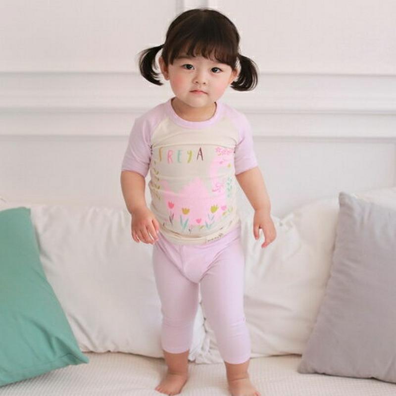 【新作10%OFF】SwanラグランパジャマSET・u03145 キッズ【3~8才】【bw】【パジャマ 部屋着 上下 セット ト
