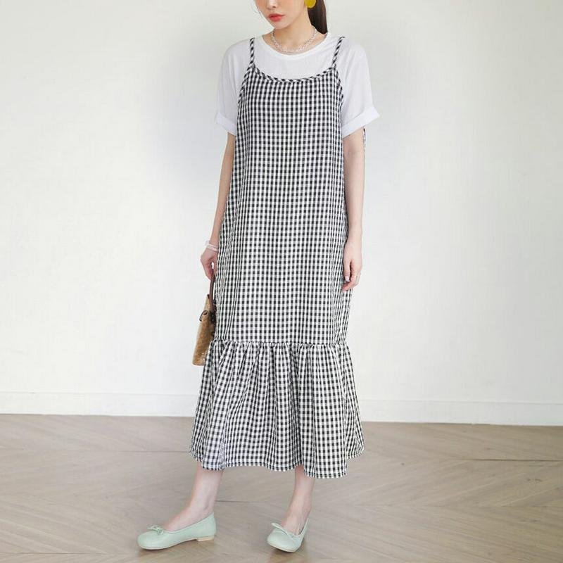 【新作10%OFF】Tシャツ付チェックワンピース・全3色・b62625 レディース【ops】【ワンピース ロング ロングワンピー