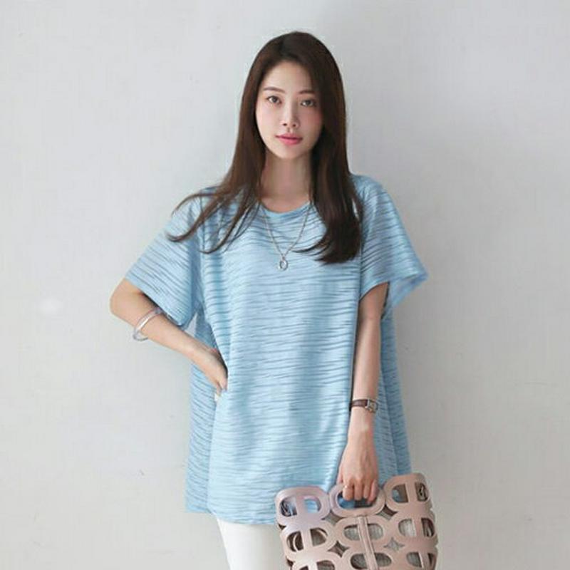 【新作10%OFF】ウェーブディテールフレアTシャツ・全4色・b62615 レディース【tops】【トップス Tシャツ 半袖 ハ
