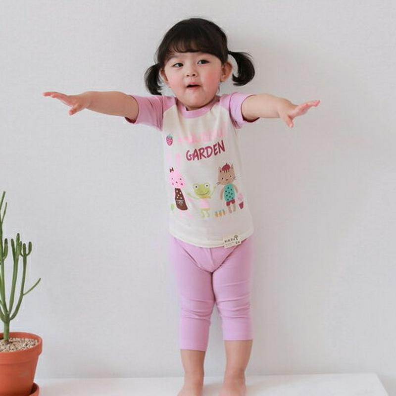 【新作10%OFF】GardenパジャマSET・u03144 キッズ【3~8才】【uw】【パジャマ 部屋着 上下 セット トップ