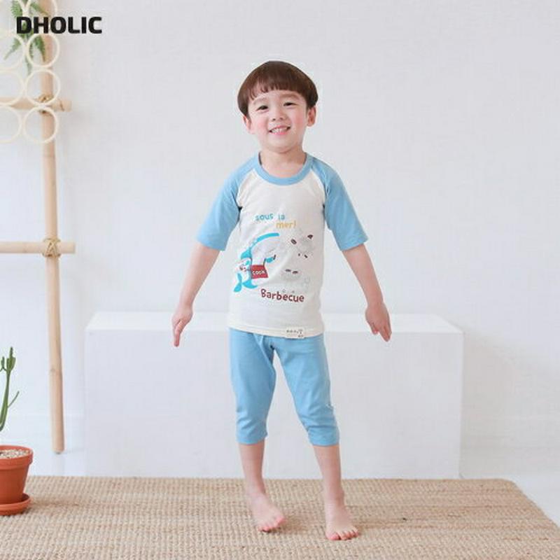 【新作10%OFF】SharkラグランパジャマSET・u03147 キッズ【3~8才】【uw】【パジャマ 部屋着 セット トップ