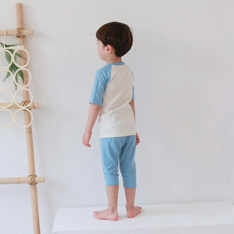 【新作10%OFF】SharkラグランパジャマSET・u03147 キッズ【3~8才】【uw】【パジャマ 部屋着 セット トップ