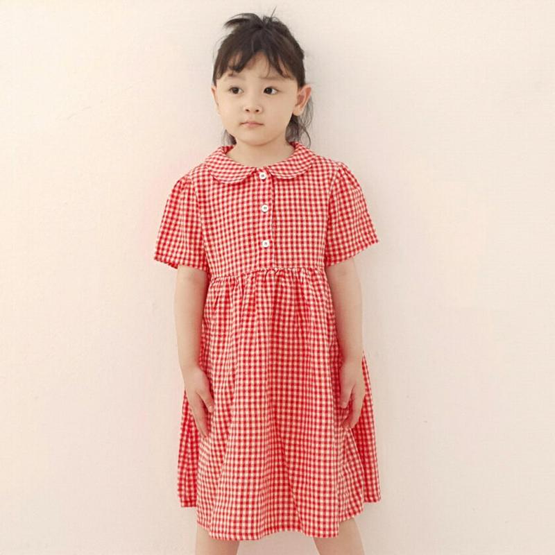 【新作10%OFF】ギンガムチェックラウンドカラーワンピース・u03169 キッズ【3~8才】【ops】【ワンピース ミディ丈 