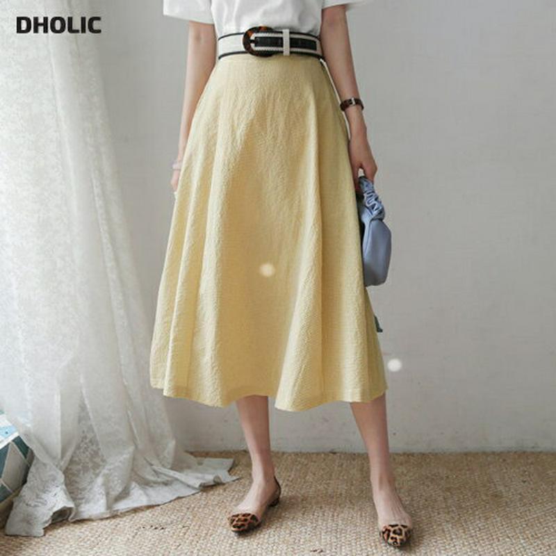 【新作10%OFF】リネン混チェックスカート・全3色・b62634 レディース【sk】【スカート ミディ丈 ミディスカート チェ