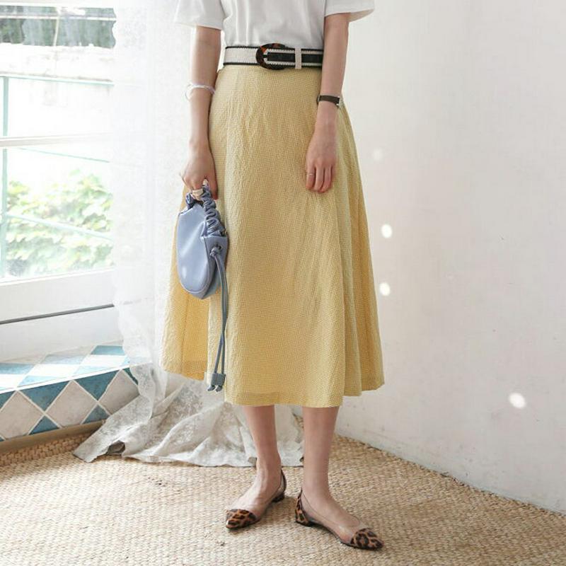 【新作10%OFF】リネン混チェックスカート・全3色・b62634 レディース【sk】【スカート ミディ丈 ミディスカート チェ